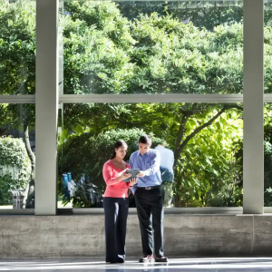 Man and woman with tablet