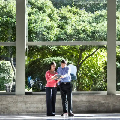 Man and woman with tablet