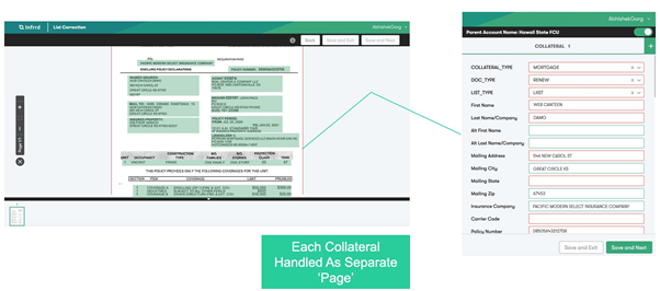 Each collateral handled as separate page
